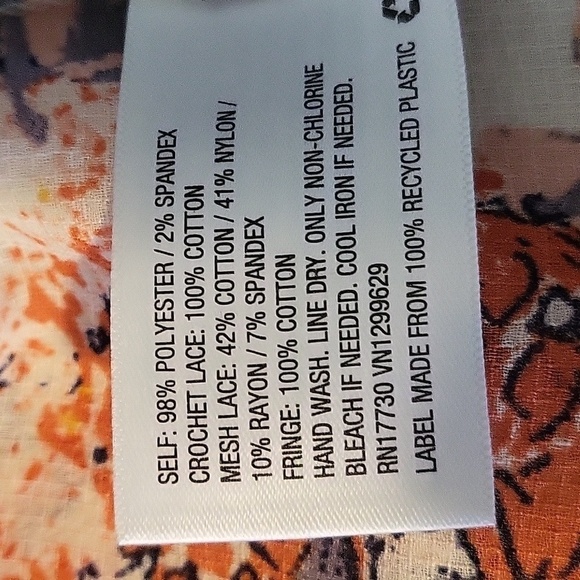 Xhilaration Floral Lace and Tassel Trimmed Bohemian Kimono Cover- Up - Size L - Picture 6 of 7